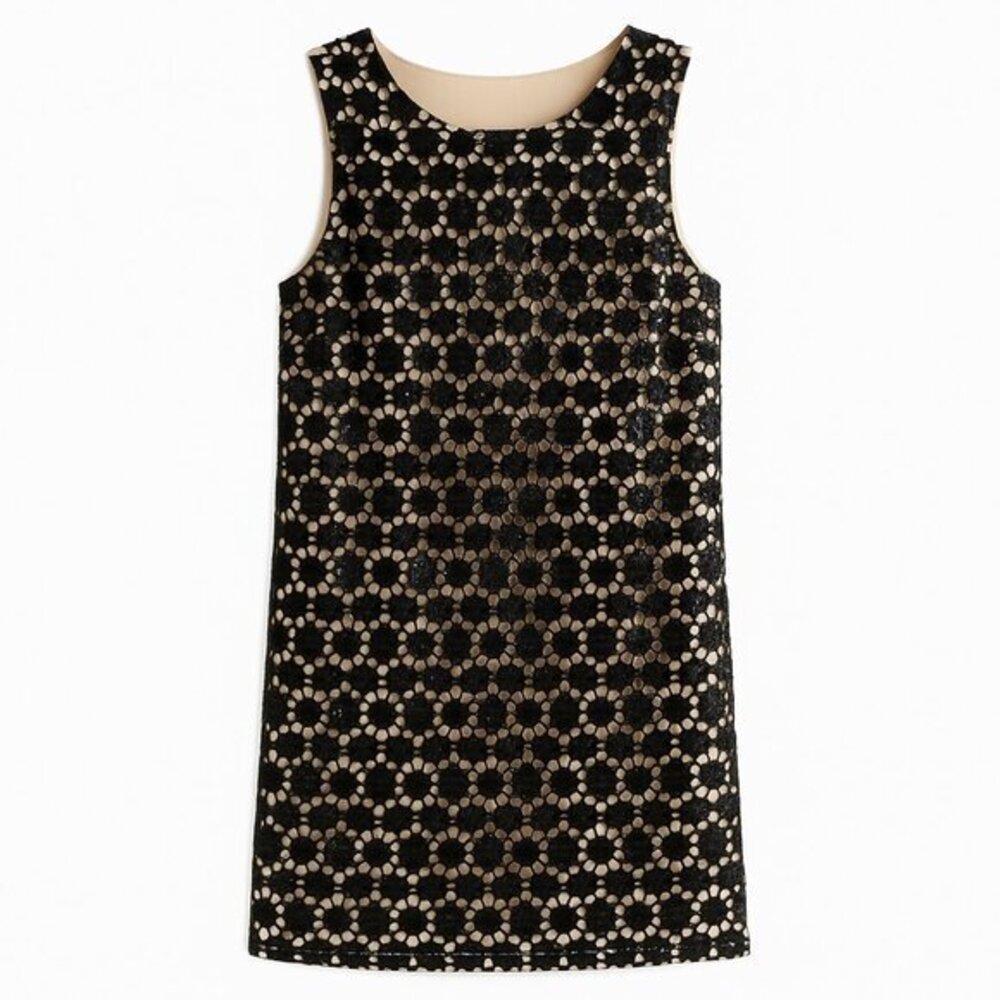 Alice + Olivia Clyde Sequin Dot Mini Shift Dress | Size 2 | Black Sesame | $128